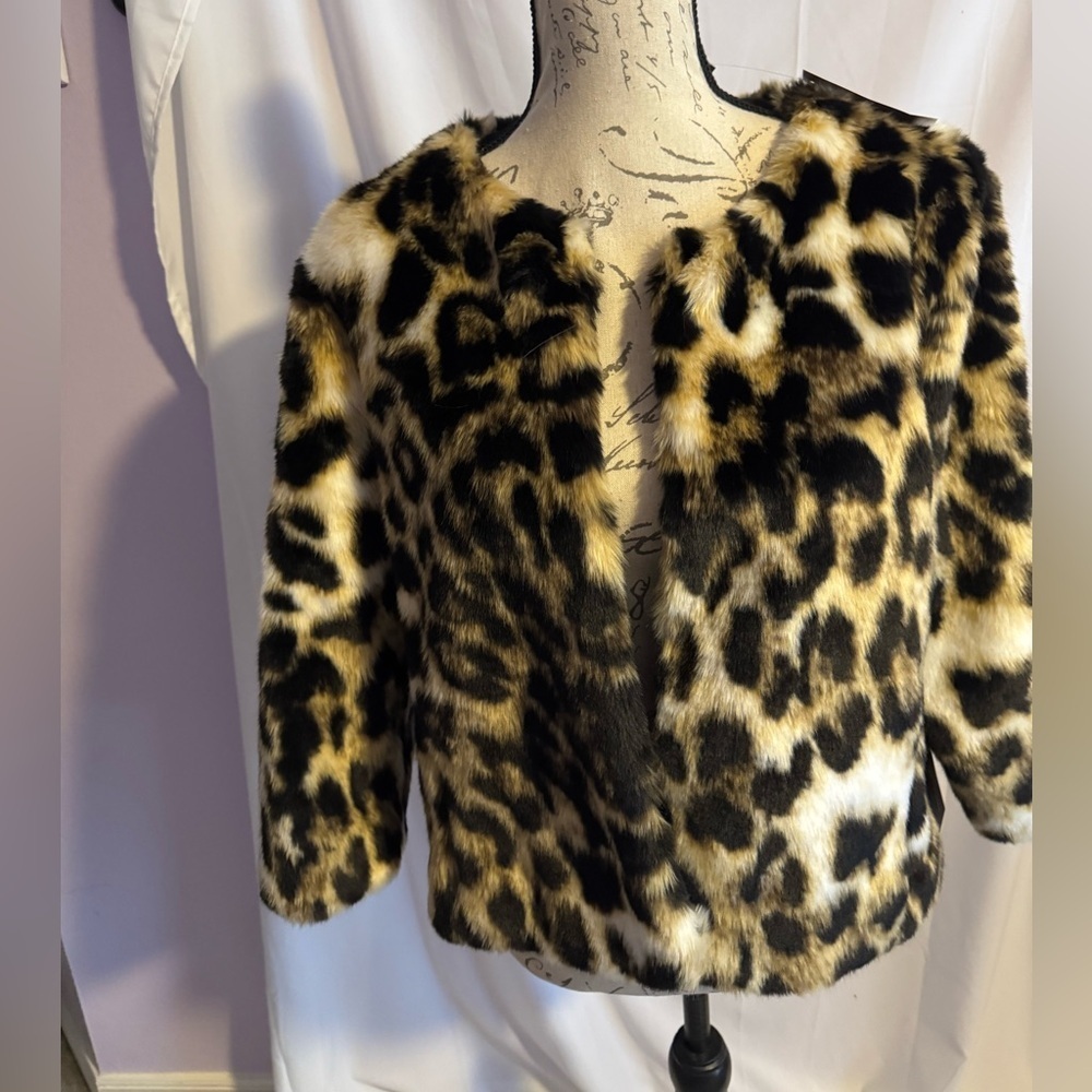 Chicos Black Label Animal Print Teddy Jacket
